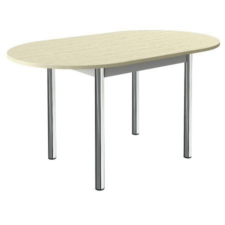 Table de cuisine ovale à rallonge centrale et pieds alu mat