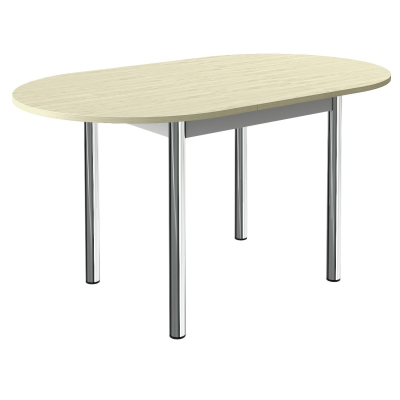 Table de cuisine ovale à rallonge centrale et pieds alu mat