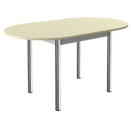 Table de cuisine ovale à rallonge centrale et pieds alu mat
