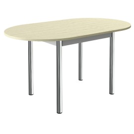 Table de cuisine ovale à rallonge centrale et pieds alu mat
