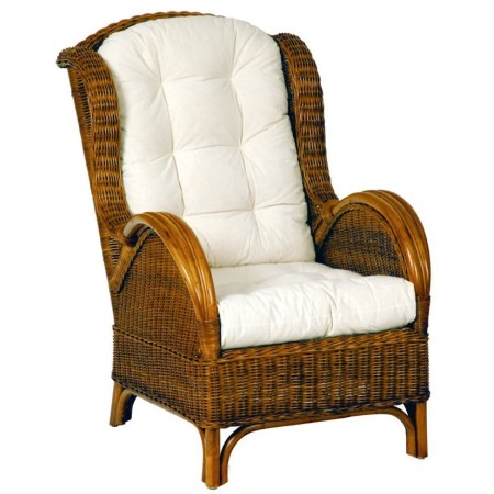 Fauteuil dossier haut en rotin