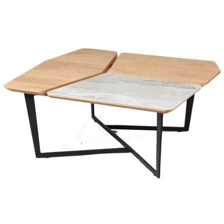 Table basse acier chêne céramique