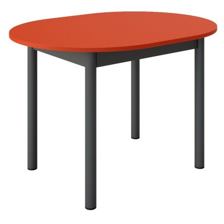 Table de cuisine ovale sur mesure  en rouge et noire