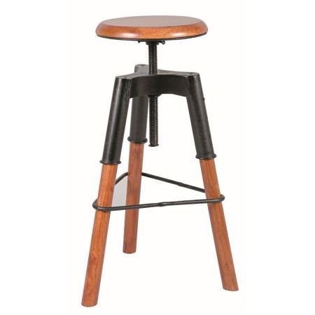 Tabouret à vis en acier et bois