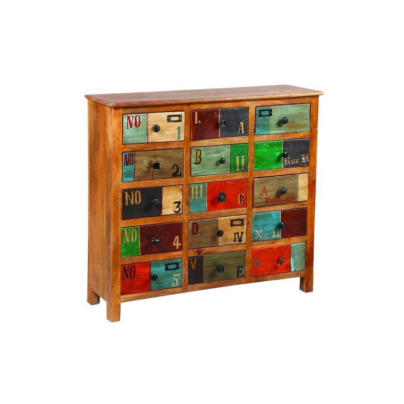 Commode 15 tiroirs bois exotique