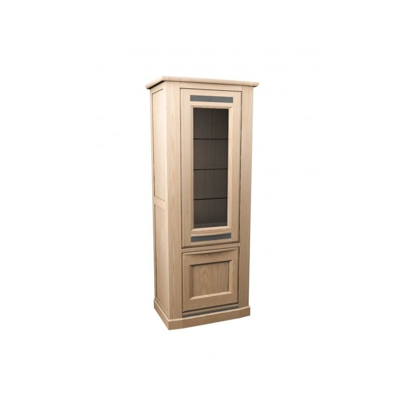 Meuble Colonne porte Vitrée chêne