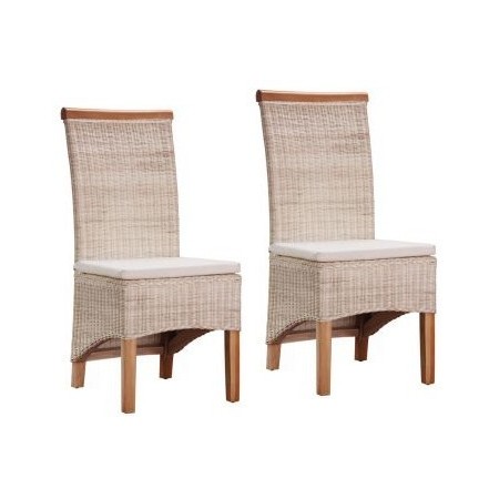Chaises de salle à manger en rotin blanchi