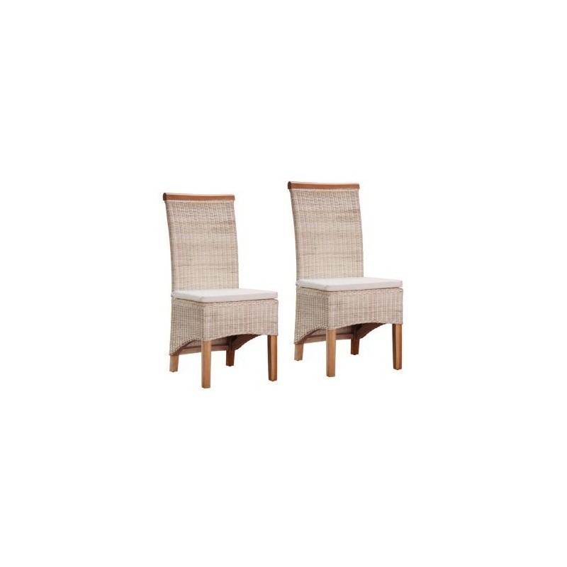 Chaises de salle à manger en rotin blanchi