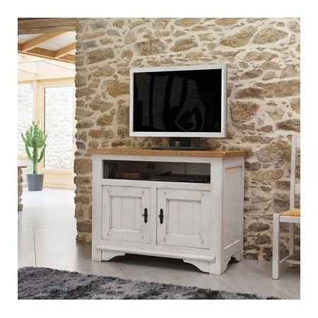 Meuble TV 100% chêne blanchi