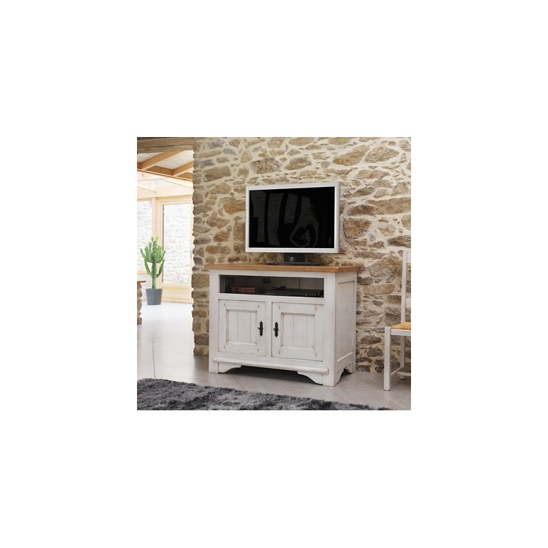 Meuble TV 100% chêne blanchi