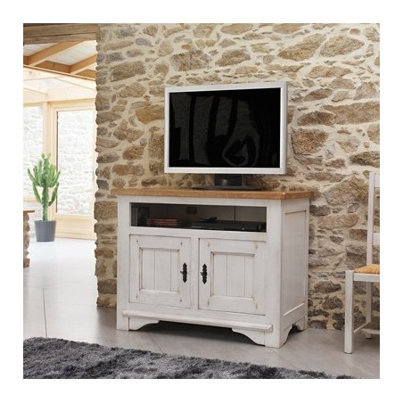 Meuble TV 100% chêne blanchi