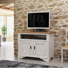 Meuble TV 100% chêne blanchi