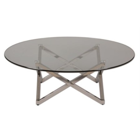 Table basse diam 105 pied inox triangulaire