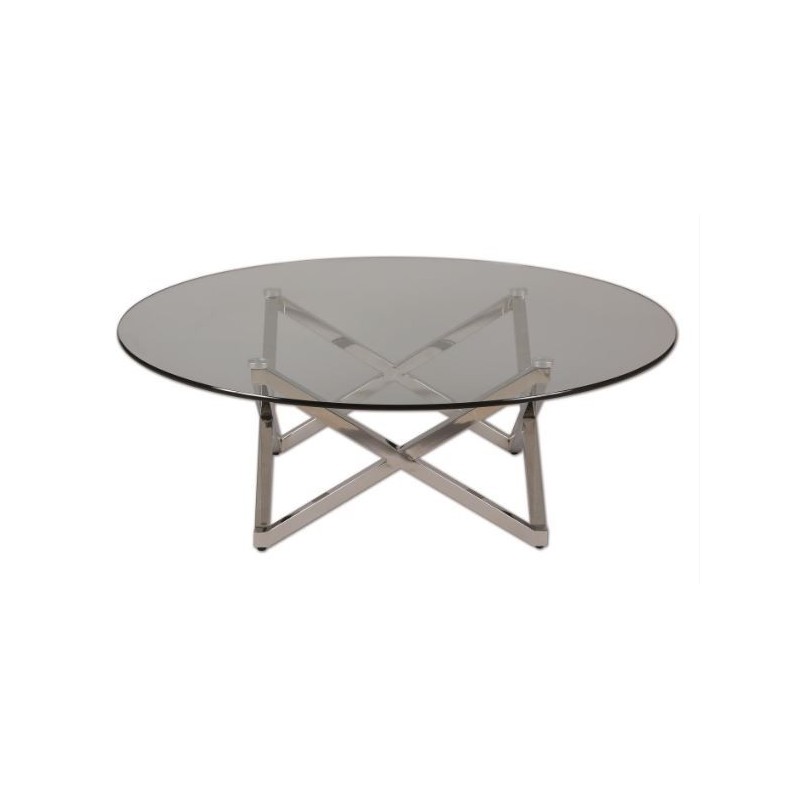 Table basse diam 105 pied inox triangulaire