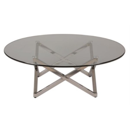 Table basse diam 105 pied inox triangulaire