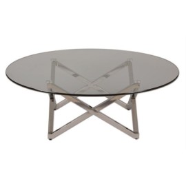 Table basse diam 105 pied inox triangulaire