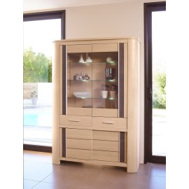 Vitrine 4 portes chêne moderne
