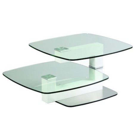 Table basse inox bois verre