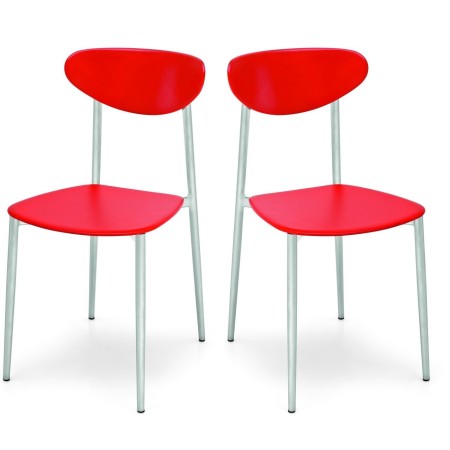 Lot de 2 chaises de cuisine rouges
