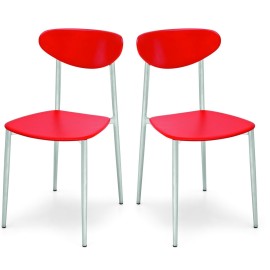 Lot de 2 chaises de cuisine rouges