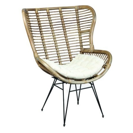 Fauteuil en rotin - pieds metal
