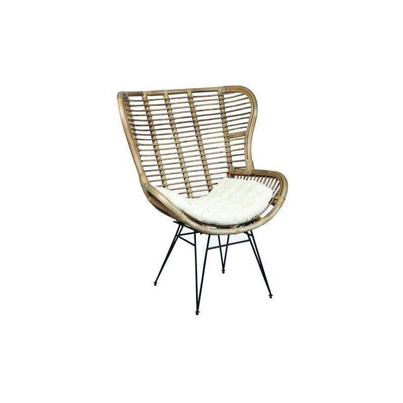 Fauteuil en rotin - pieds metal