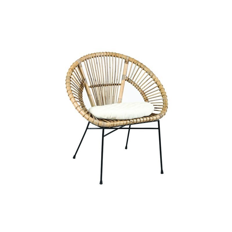 fauteuil en rotin style vintage
