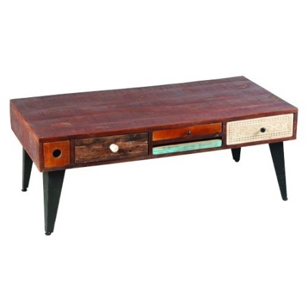 Table basse à tiroirs pieds métal