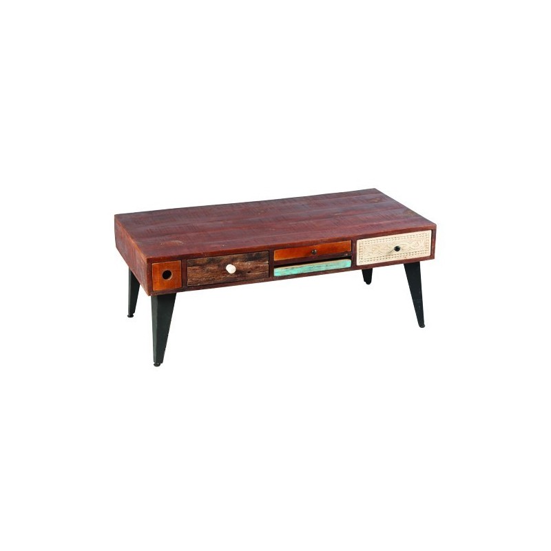 Table basse à tiroirs pieds métal