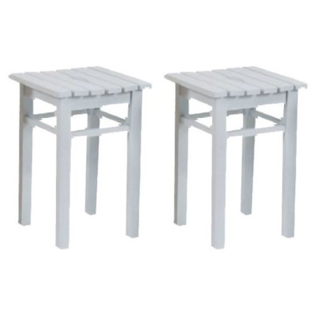 Petits Tabourets carrés de couleur blanc