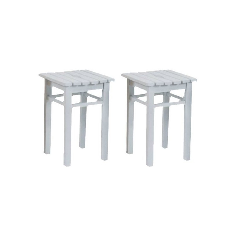 Petits Tabourets carrés de couleur blanc