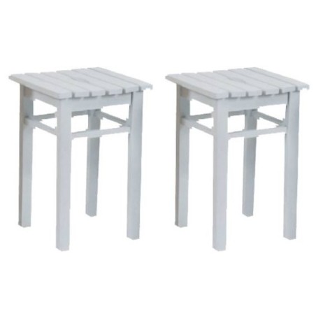 Petits Tabourets carrés de couleur blanc