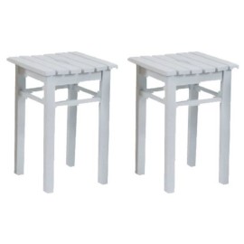 Petits Tabourets carrés de couleur blanc