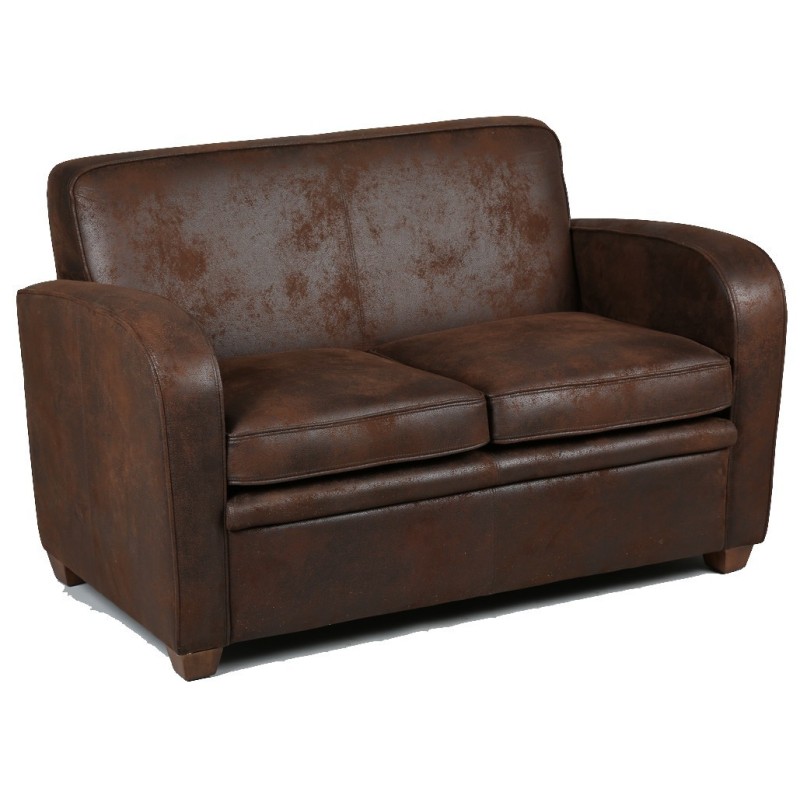 Canapé 2 places microfibre marron