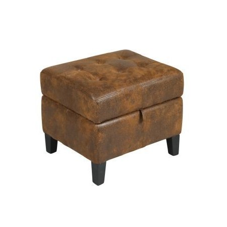 Pouf coffre microfibre marron