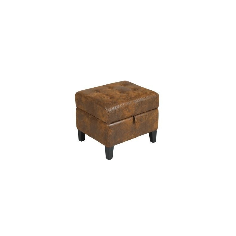 Pouf coffre microfibre marron