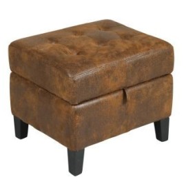 Pouf coffre microfibre marron