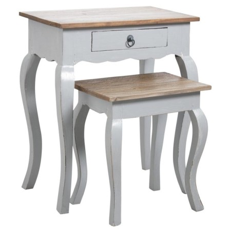 Tables gigognes en bois exotique blanchi