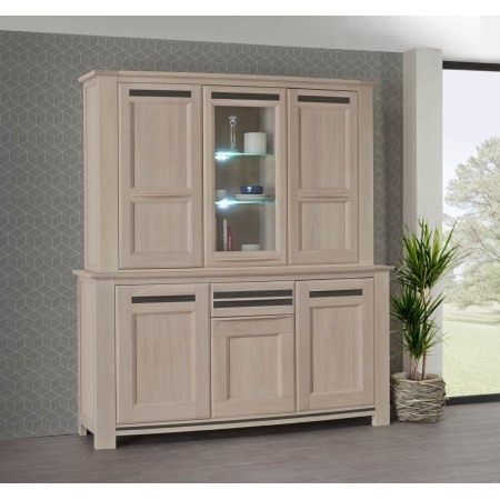 Buffet vaisselier 2 corps cintrés portes déco céramique