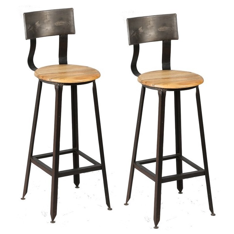 Tabouret de bar bois metal haut