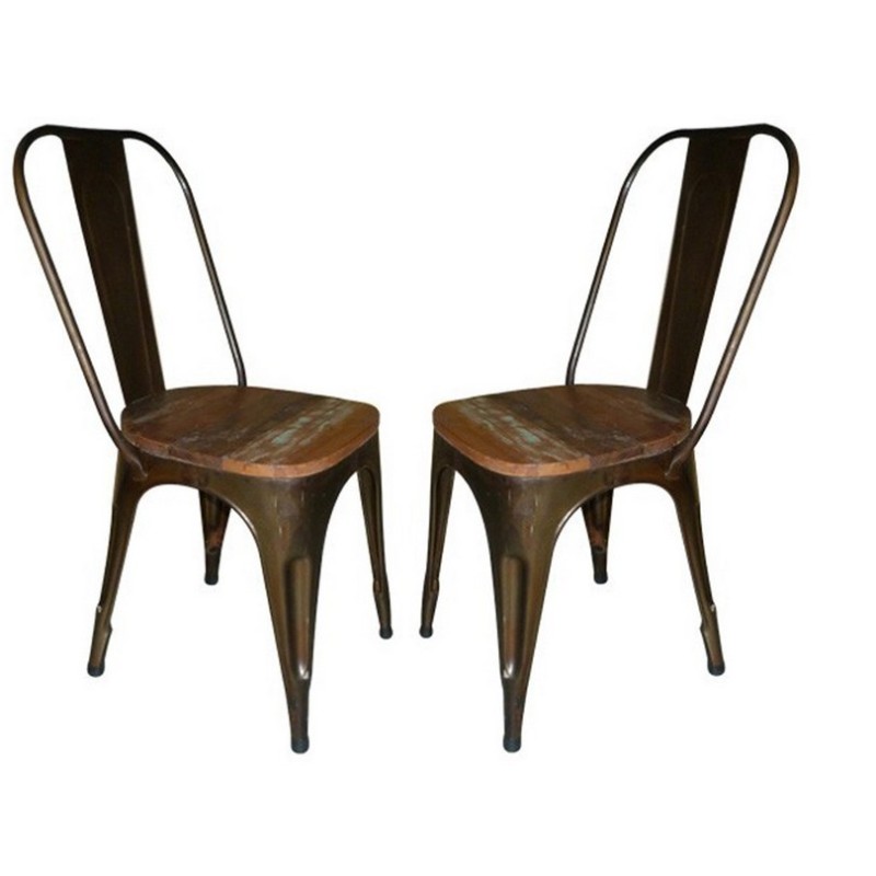 chaise industrielle métal bois