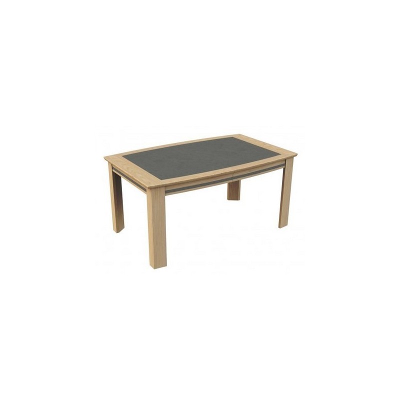 Table de salle à manger en chêne et véritable céramique grise