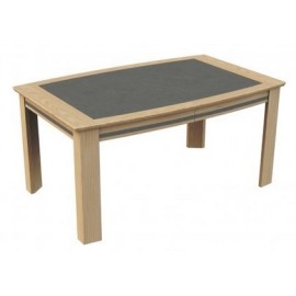 Table de salle à manger en chêne et véritable céramique grise
