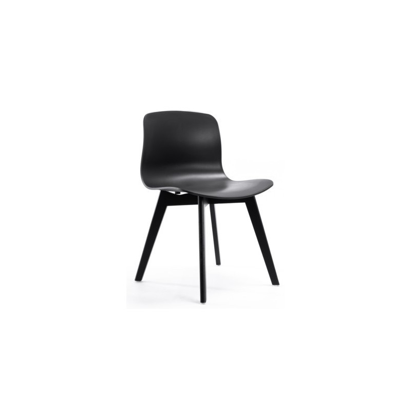 Chaises noires design - pieds bois