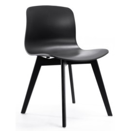 Chaises noires design - pieds bois