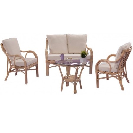 Meuble salon rotin - canapé fauteuils