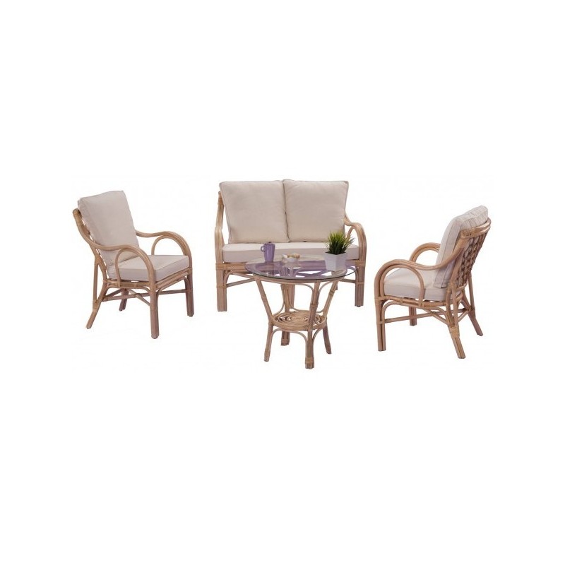 Meuble salon rotin - canapé fauteuils