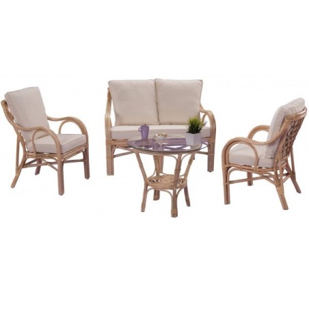 Meuble salon rotin - canapé fauteuils