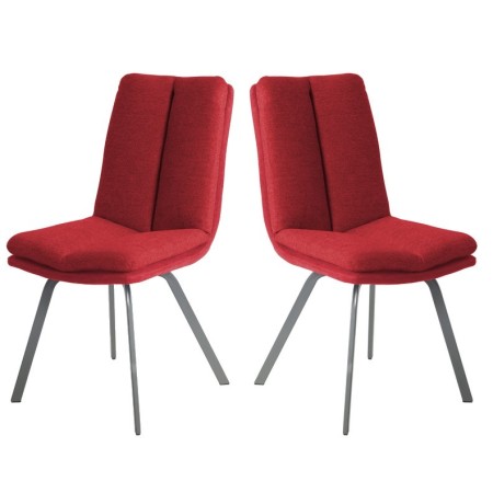 Chaises de  salle a manger tissu rouge lot pas cher