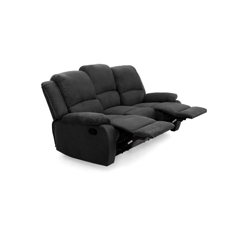Canapé relax  3 places en microfibre noir